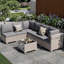 Ensemble de conversation d'extérieur, ensemble de jardin en résine tressée 6 personnes, groupe de sièges modulaire avec coussins, mobilier de jardin, mobilier d'extérieur et de terrasse avec tables de patio, gris-517958970