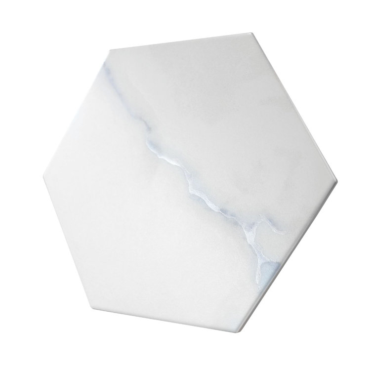 Porlan 8-in. x 9-in. Hexagon Marble Look Matte Porcelain Wall & Floor Tile