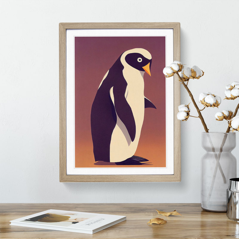 Profile Of A Penguin No.1 - Single Picture Frame Print, 64cm H x 46cm W x 2cm D, Oak Framed