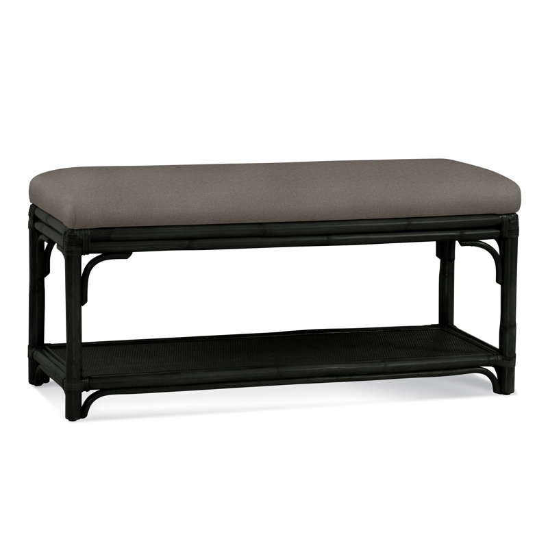 Summer Retreat Wicker Shelf Storage Bench, Black, Gray Sugar Performance; 0863-84