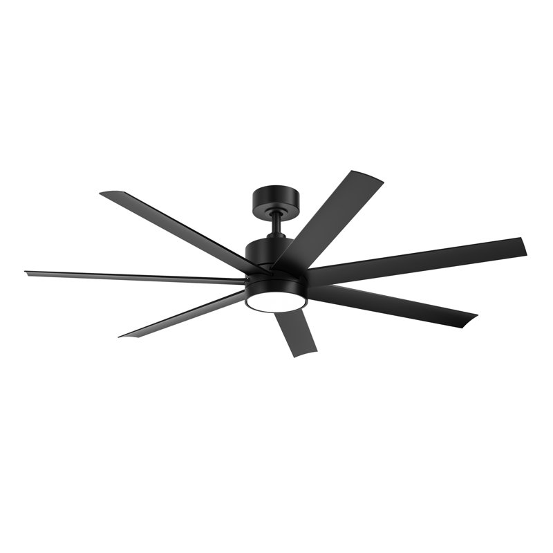 56" Outdoor Ceiling Fan with Light & Remote, Waterproof DC Motor, 3 Color LED for Patio & Porch, Black