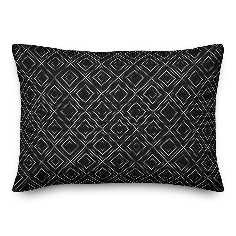 Housse de coussin rectangulaire d’extérieur Diamond dot, Noir