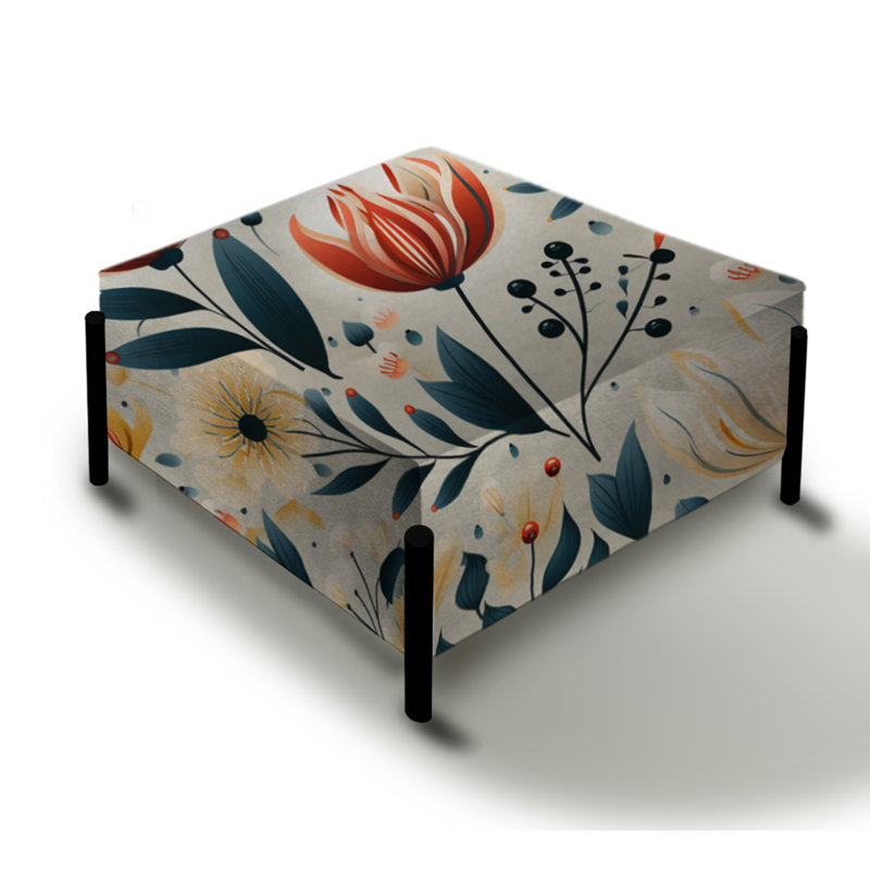 Grand repose-pieds carré rétro Retro Coral Flair Gardens Serenity