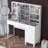 Modern Make-Up Table with Wall-Mount Option, White | 47.2 x 53.8 x 15.7 inches | 100% Melamine Coated E1 Quality Chipboard, Thickness: 0.7 inches | Numerous Shelves for Organization, Elegant Design for Any Space