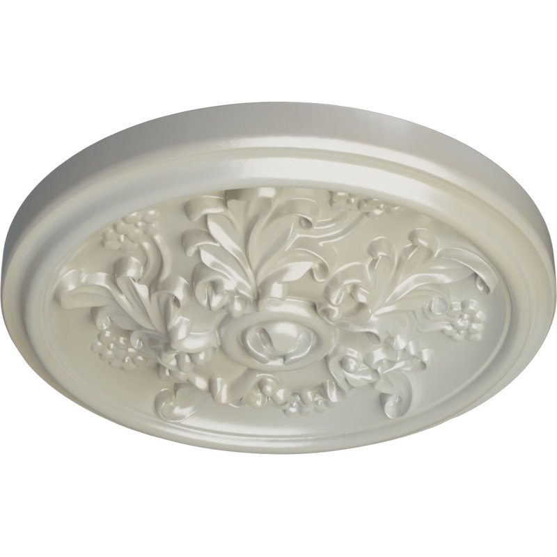 Médaillon de plafond Endurathane Katheryn, DO 14 1/2 po x P 2 3/4 po (convient aux auvents jusqu'à 2 1/8 po), fini bleu flash peint à la main