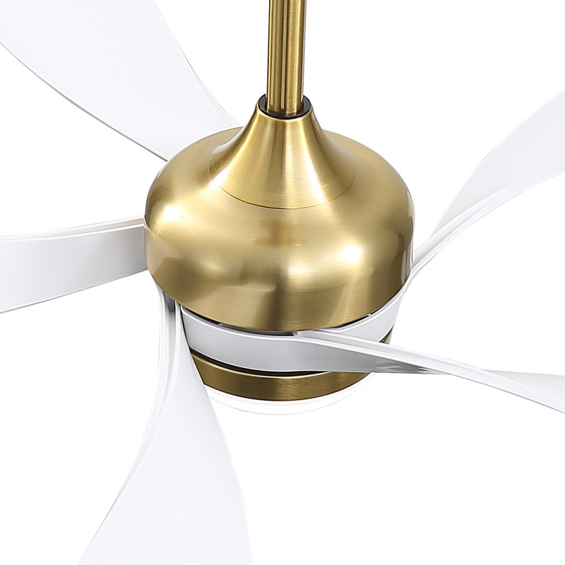 Ventilateur de plafond moderne 52 po avec lumière DEL et télécommande Damecia, Or/noir