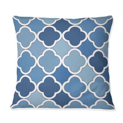 Coussin moderne bleu à motif quadrilobe II