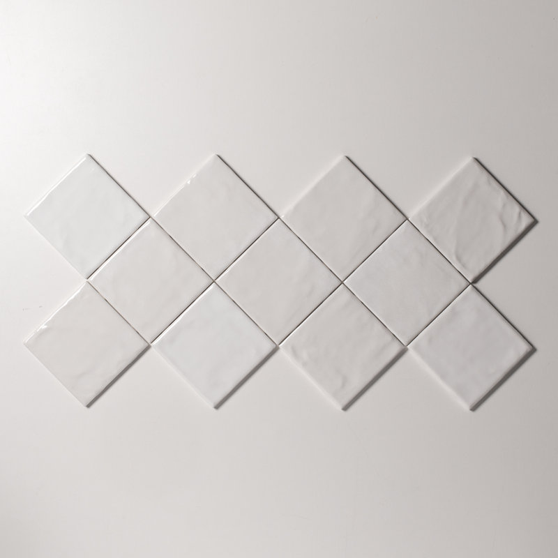 Harvest 4"x4" Dune White Gloss Glazed Ceramic Wall Tile, Dune White Gloss