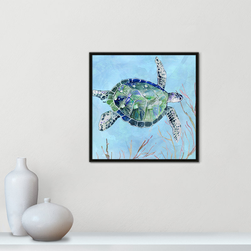 «Sea Turtle I» par Carol Robinson, Espresso, H 25,5 po x l 25,5 po x P 2 po