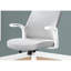 Chaise de bureau à hauteur réglable légèrement rembourrée, en maille grise et en métal blanc, avec fonction pivotante à hauteur ergonomique, style contemporain pour le travail sur ordinateur