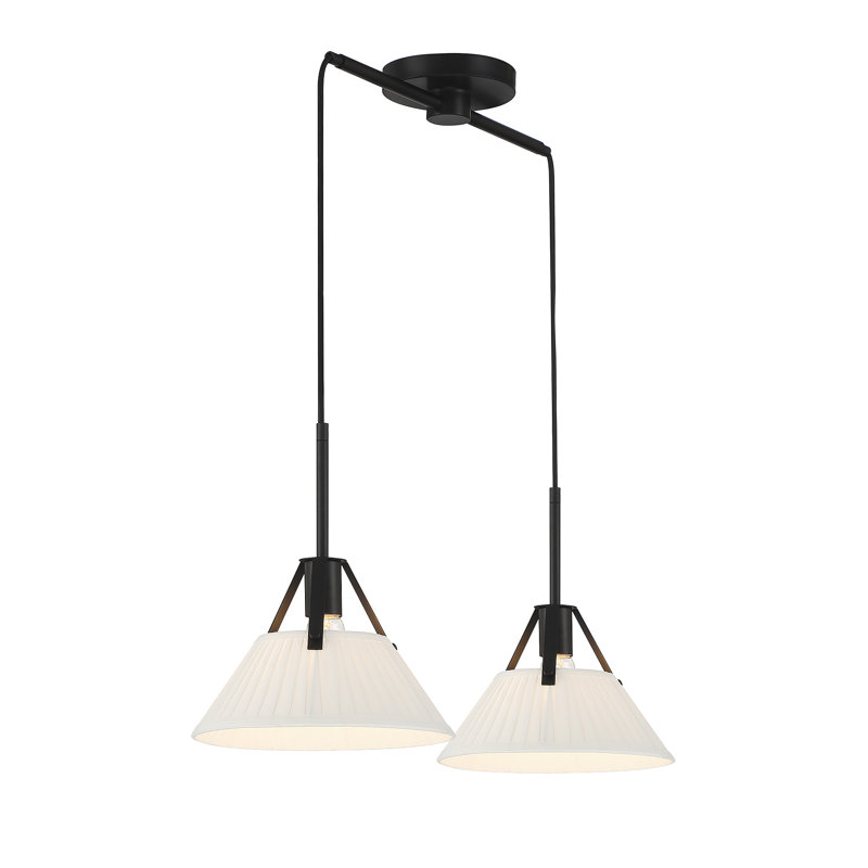 2 - Light Dimmable Geometric Chandelier, White, Black