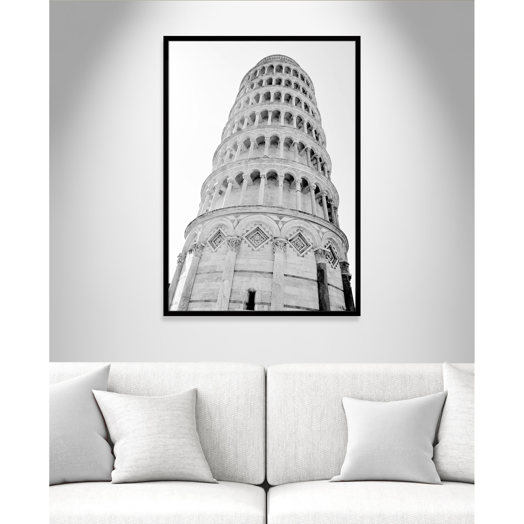 Iconic City Collection " Pisa " by Natalie Carpentieri, Black Single Picture Frame, No, 55" H x 39" W x 1.25" D
