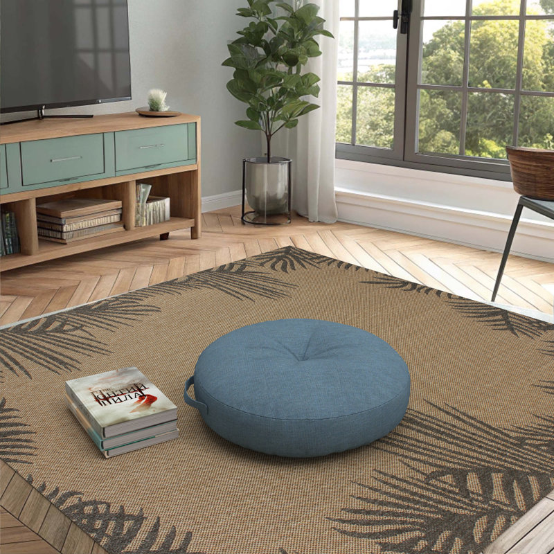Housse de coussin Sunbrella pour intérieur / extérieur, housse de coussin circulaire de 24 pouces avec insert, Spectre denim