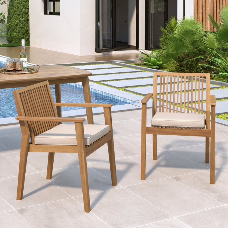 Acacia Wood Outdoor Chairs, Brown