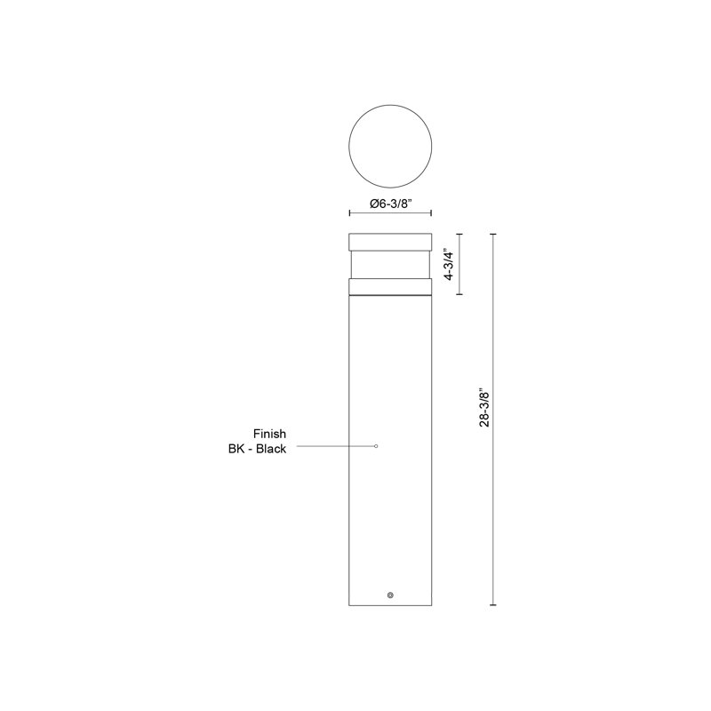 Windermere LED Bollard Light, 28.38" H x 6.38" W x 6.38" D
