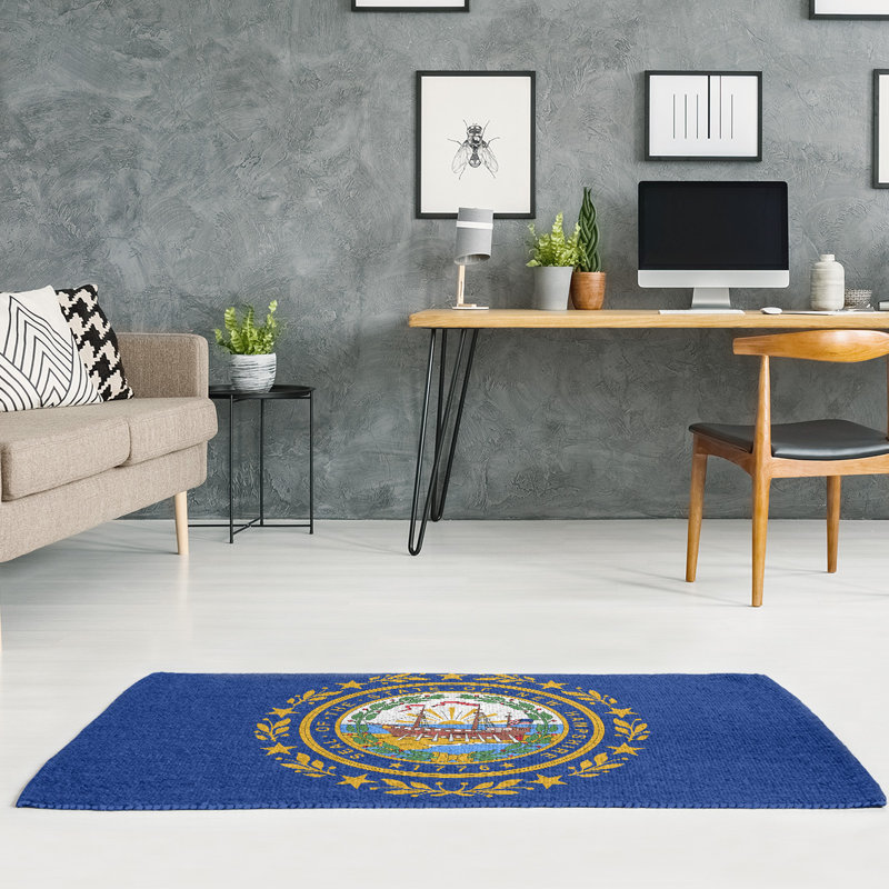 Tapis de chenille avec drapeau new hampshire, Rectangle 3 pi x 5 pi