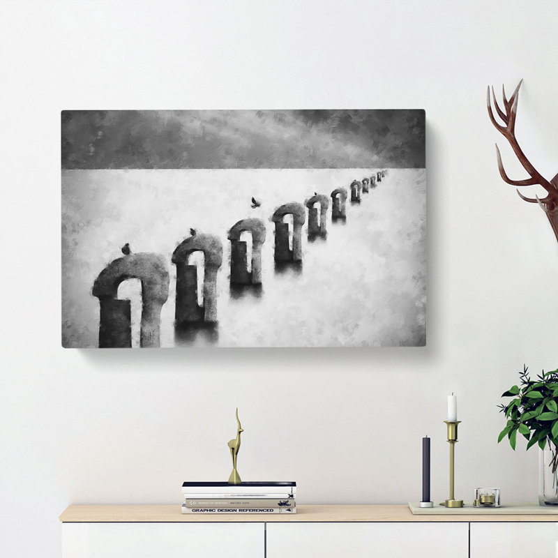 Perched Pigeons - Wrapped Canvas Painting, 35cm H x 50cm W x 3cm D