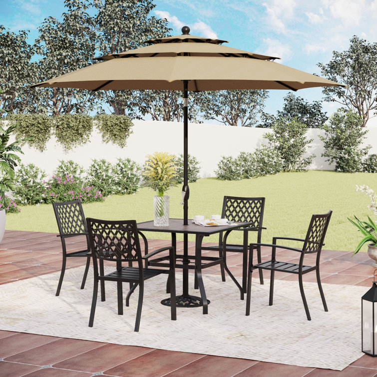 Alyah Rectangular 4 - Person 37" Long Dining Set with Umbrella