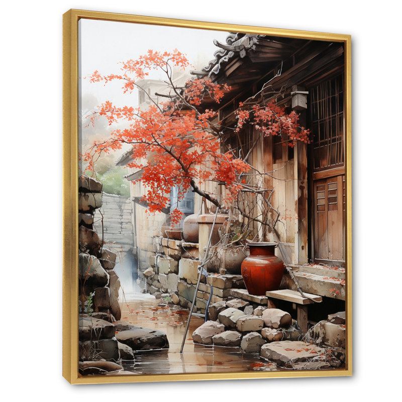 Chivana Japon, art wabiabi, beauté I sur toile, H 40 po x l 30 po x P 1,5 po, Cadre flottant doré