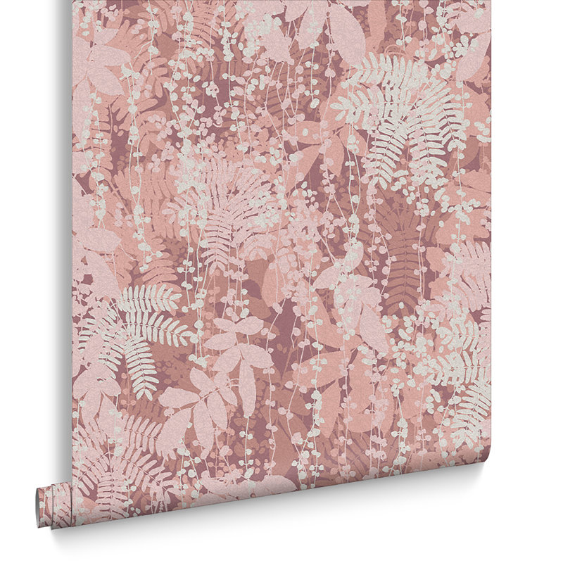 Floral Metallic Wallpaper Roll, Antique Rose