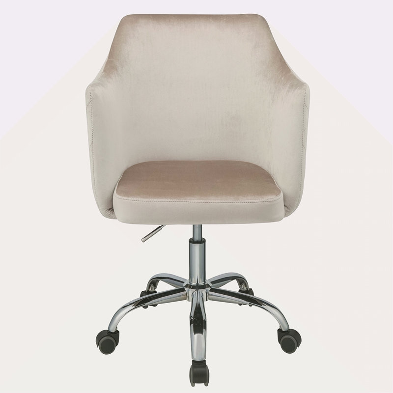 Chaise de bureau pivotante champagne et chrome