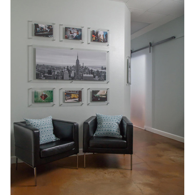 Double Panel Floating Acrylic Picture Frame, 12" H x 15" W, Silver
