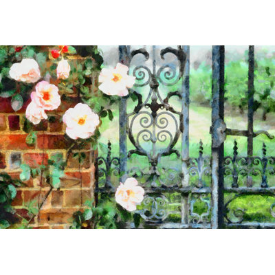 Painted Flowery Gate - Wrapped Canvas Art Prints