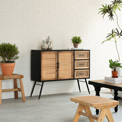 43 * 33 inch Console Sideboard Cabinet With Rattan by George Oliver