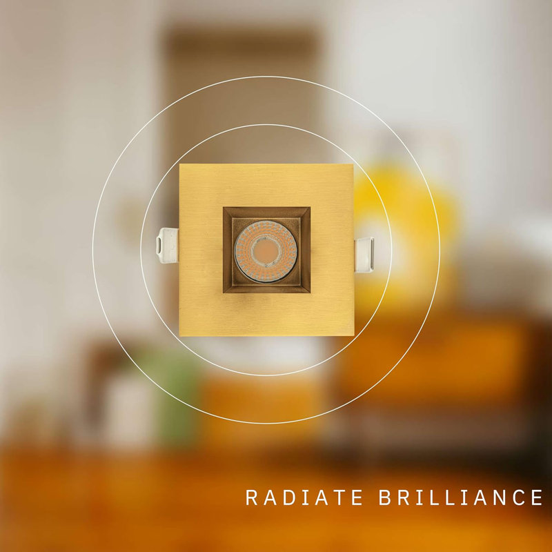 Éclairage encastré carré de 2 po 20 W à 1700/1200 lumens Perlglow, Laiton brossé