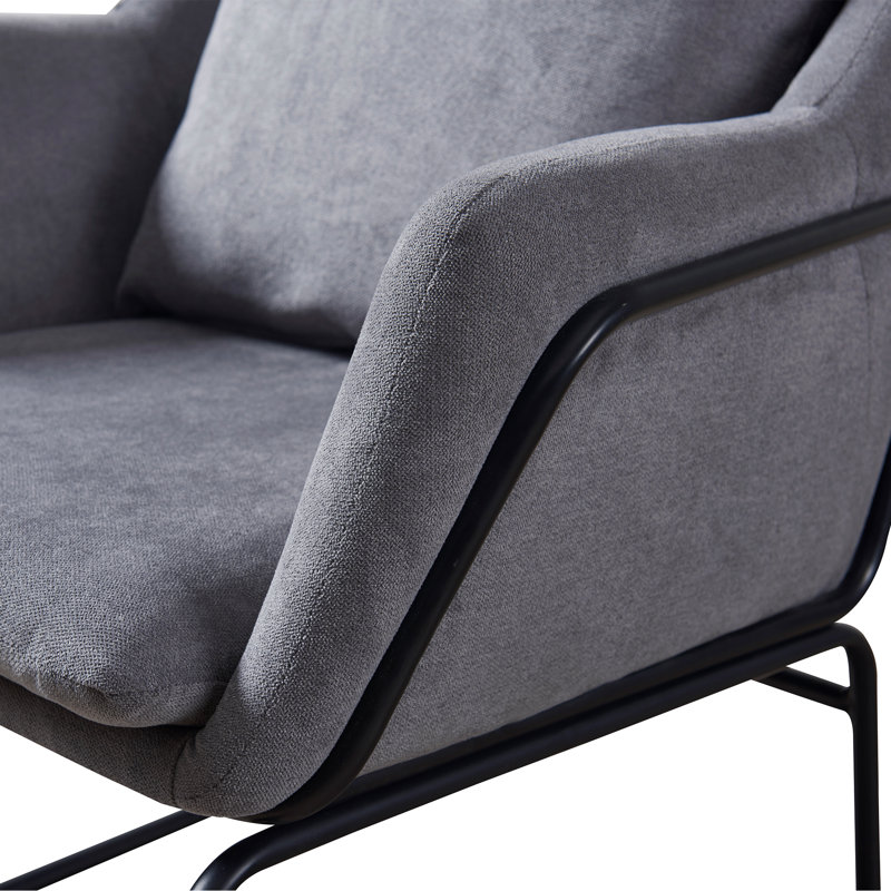 Upholstered Armchair with Ottoman, Sand, Black