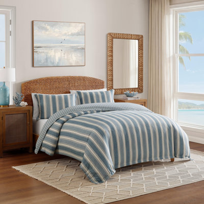 Tommy Bahama Hanalei Stripe Cotton Reversible Duvet Cover Set