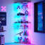 Solid Wood Corner Showcase Cabinet with RGB Lighting, Lockable Tall Curio Cabinet-338451424
