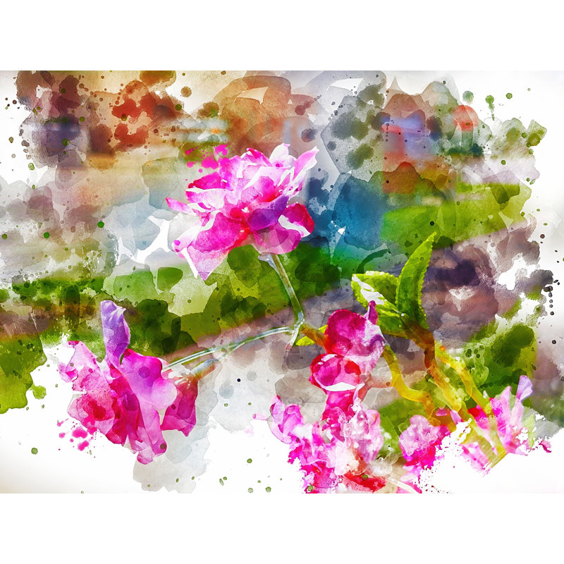 Floral par Chamira Young - Peinture, Toile avec cadre noir, 24" H x 32" W