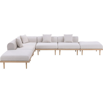 Madeleine 142" Resilient Water Resistant Olefin Fabric Upholstered 6Pc. Outdoor Patio Modular Sectional