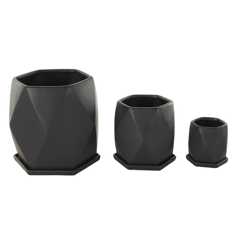 Ensemble de pots à fleurs géométriques à motif géométrique en céramique 3 pièces Cole and Grey