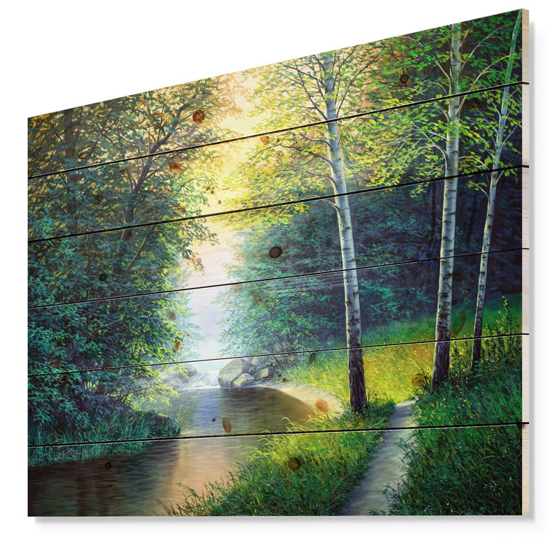 « paysages river avec abreuvement », impression, Bois, H 30 po x l 40 po x P 1,5 po