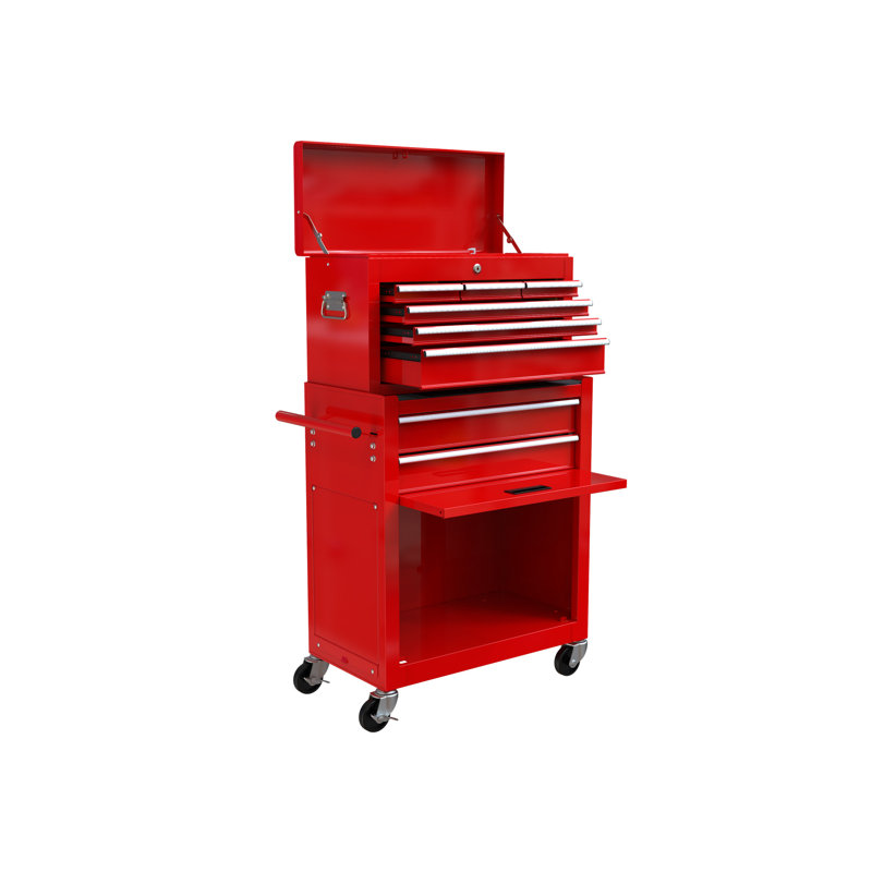 Armoire à outils rouge à 8 tiroirs avec fonction mobile, grand espace de rangement, commode à 8 tiroirs coulissants en rouge, conçue pour une utilisation à long terme,