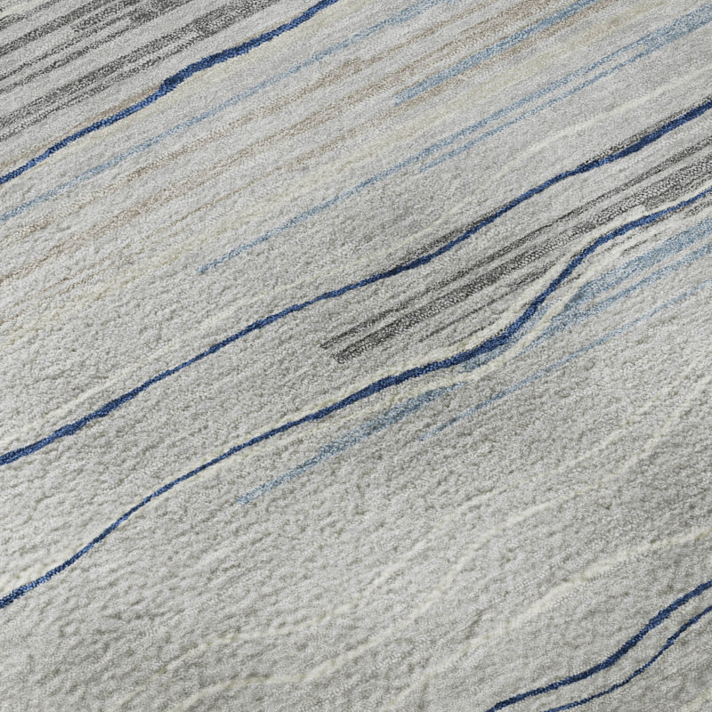 Tapis à rayures Lyndhurst AMF996 lavable à la machine de qualité supérieure, Rond 8 pi