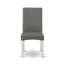 Ensemble de 5 pièces pour coin-repas pour 4 personnes comprenant une table de salle à manger ronde avec piédestal et 4 chaises de salle à manger Parsons en tissu gris, lin blanc-974126847-1060232974-974126844