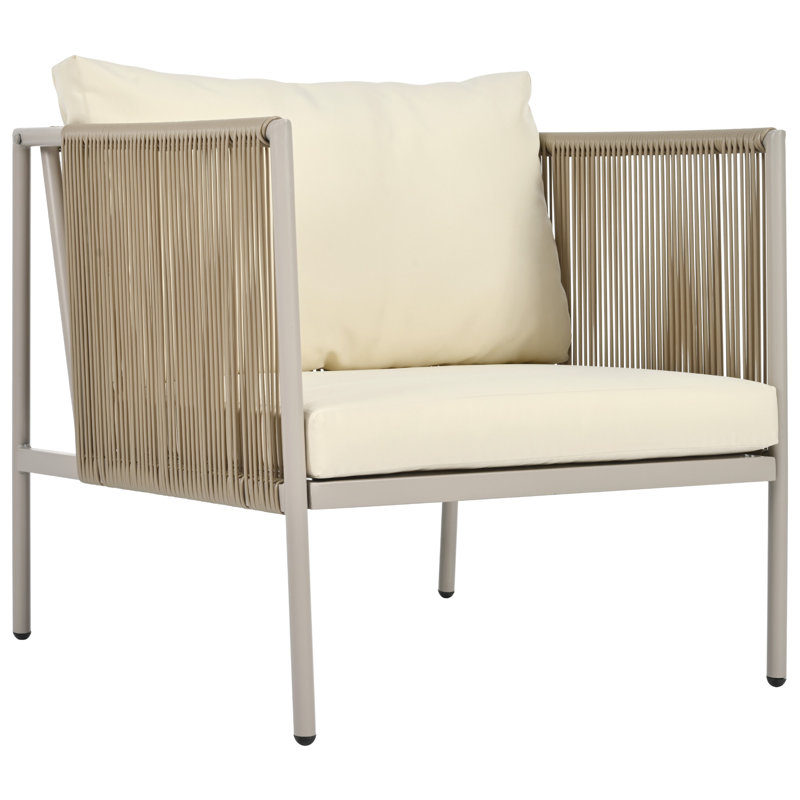 Burruss 4 - Person Garden Lounge Set with Cushions, Beige, Beige