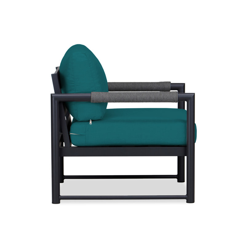 Alto Outdoor Lounge Chair, Spectrum Peacock Sunbrella® Plainweave, Black