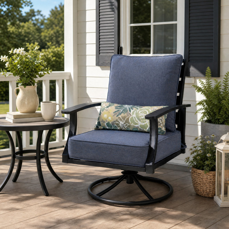  Outdoor Seat/Back Cushion, 22" W x 24" D, Chambray Blue