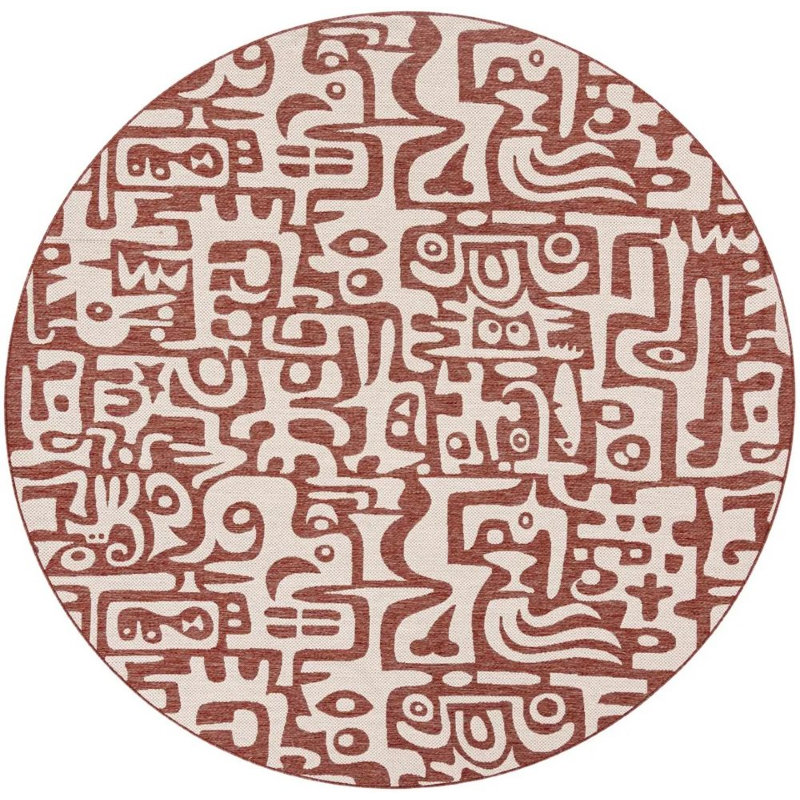 Tapis rouge rouille Aucun, Rond 13 pi 1 po