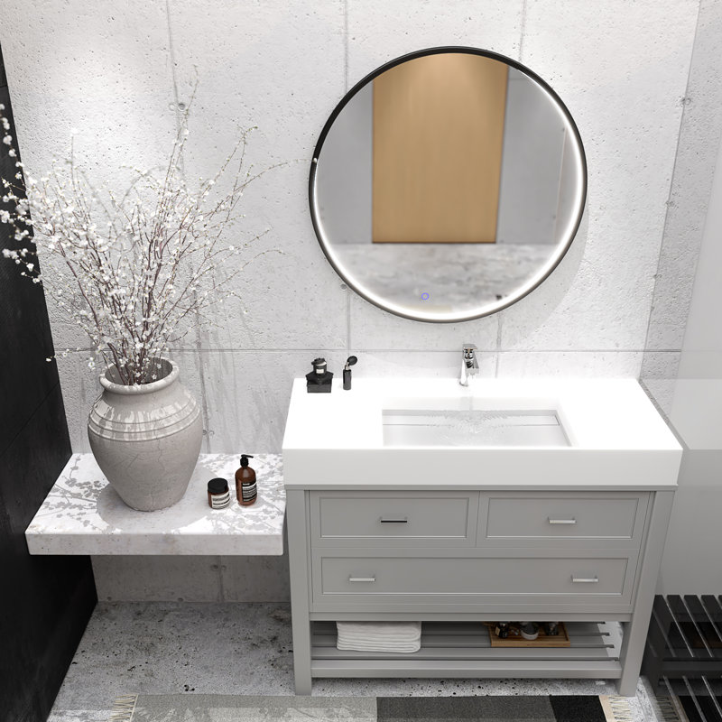 Plateau de meuble-lavabo simple 48 po avec lavabo Amelia, Blanc