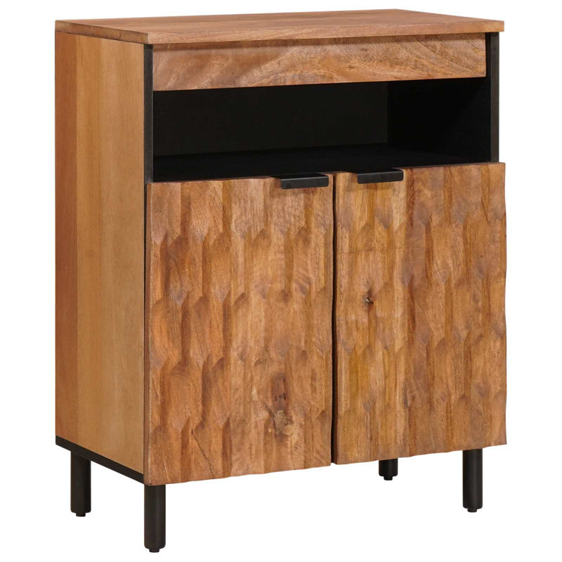 Solid Wood Standard Accent Cabinet, Black/Acacia Brown 