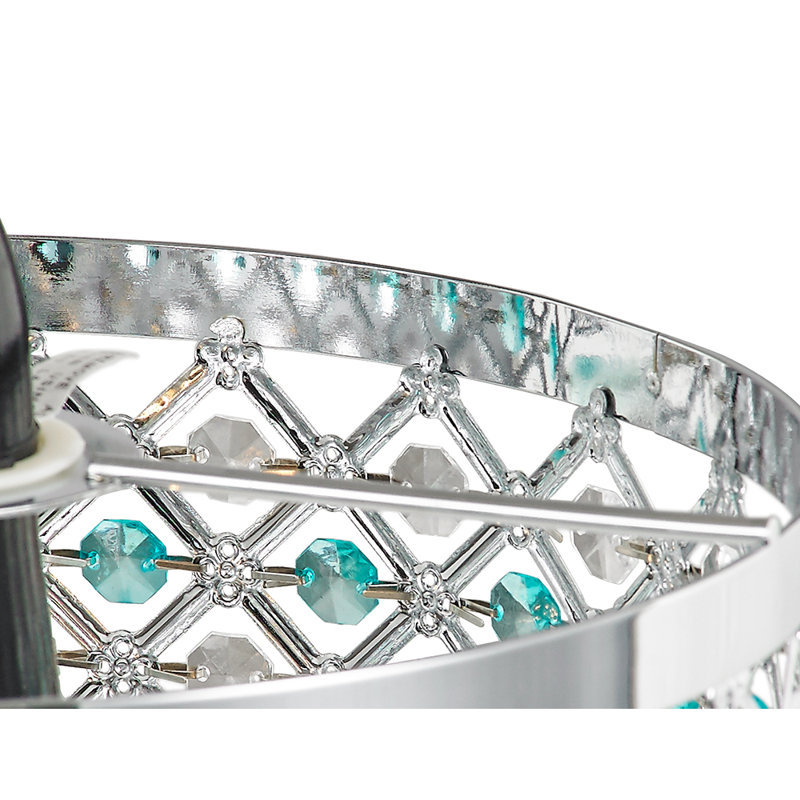 Modern Sparkly Ceiling Pendant Light Shade with Beads, Chrome/Teal