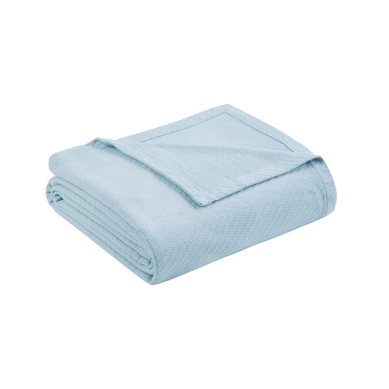 Gracie Mills Janette Ring Spun Cotton Blanket, Blue, Twin