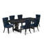 Cet ensemble de salle à manger moderne 7 pièces comprend une table de cuisine et 6 chaises de cuisine en polyester gris clair avec dossier capitonné à boutons - Finition sable-683403904-676044782