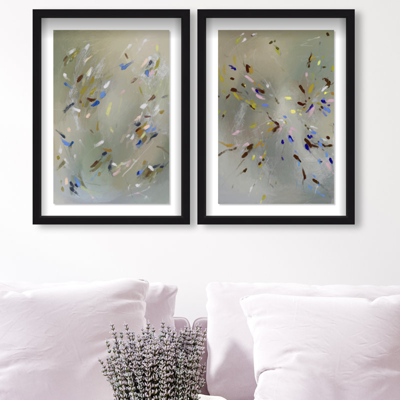 Spontaneous Traces Set Set by Oliver Gal, 51"H x 35"W, Black Shadowbox