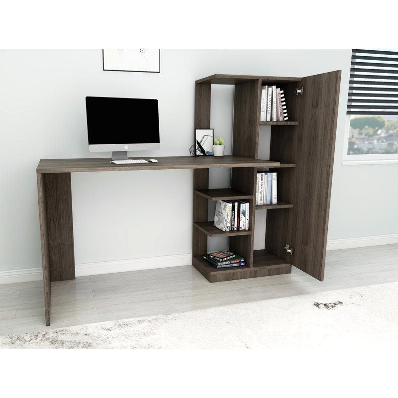Aryton L-Shaped Computer Desk, Walnut